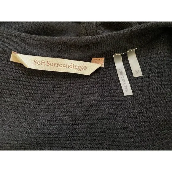 SOFT SURROUNDINGS Sweater Dress M Black Button Front Asymmetrical Ribbing 9438 - Picture 7 of 8